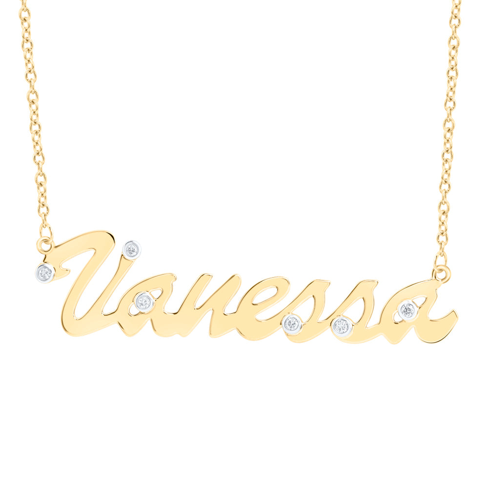 10kt Yellow Gold Natural Diamond Necklace, Length: 18 Inch