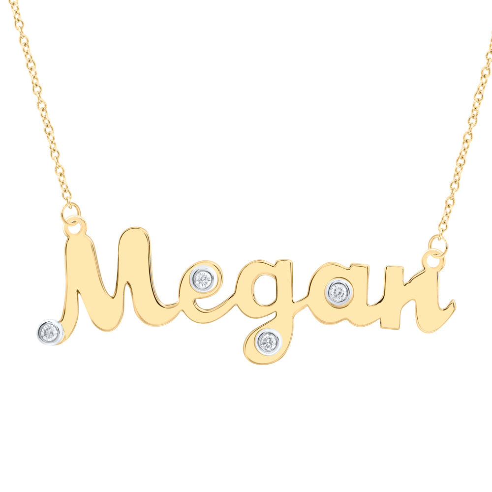 10kt Yellow Gold Natural Diamond Necklace, Length: 18 Inch