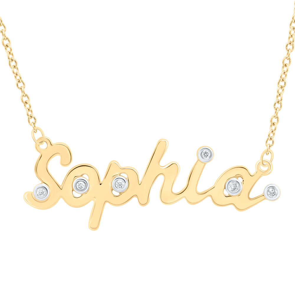 10kt Yellow Gold Natural Diamond Necklace, Length: 18 Inch