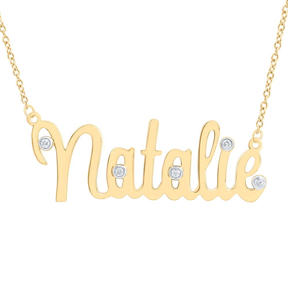 10kt Yellow Gold Natural Diamond Necklace, Length: 18 Inch