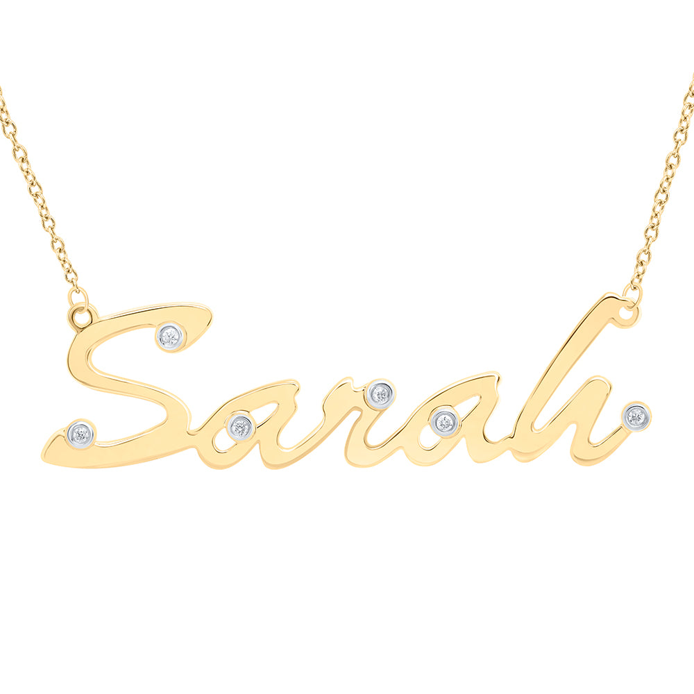 10kt Yellow Gold Natural Diamond Necklace, Length: 18 Inch