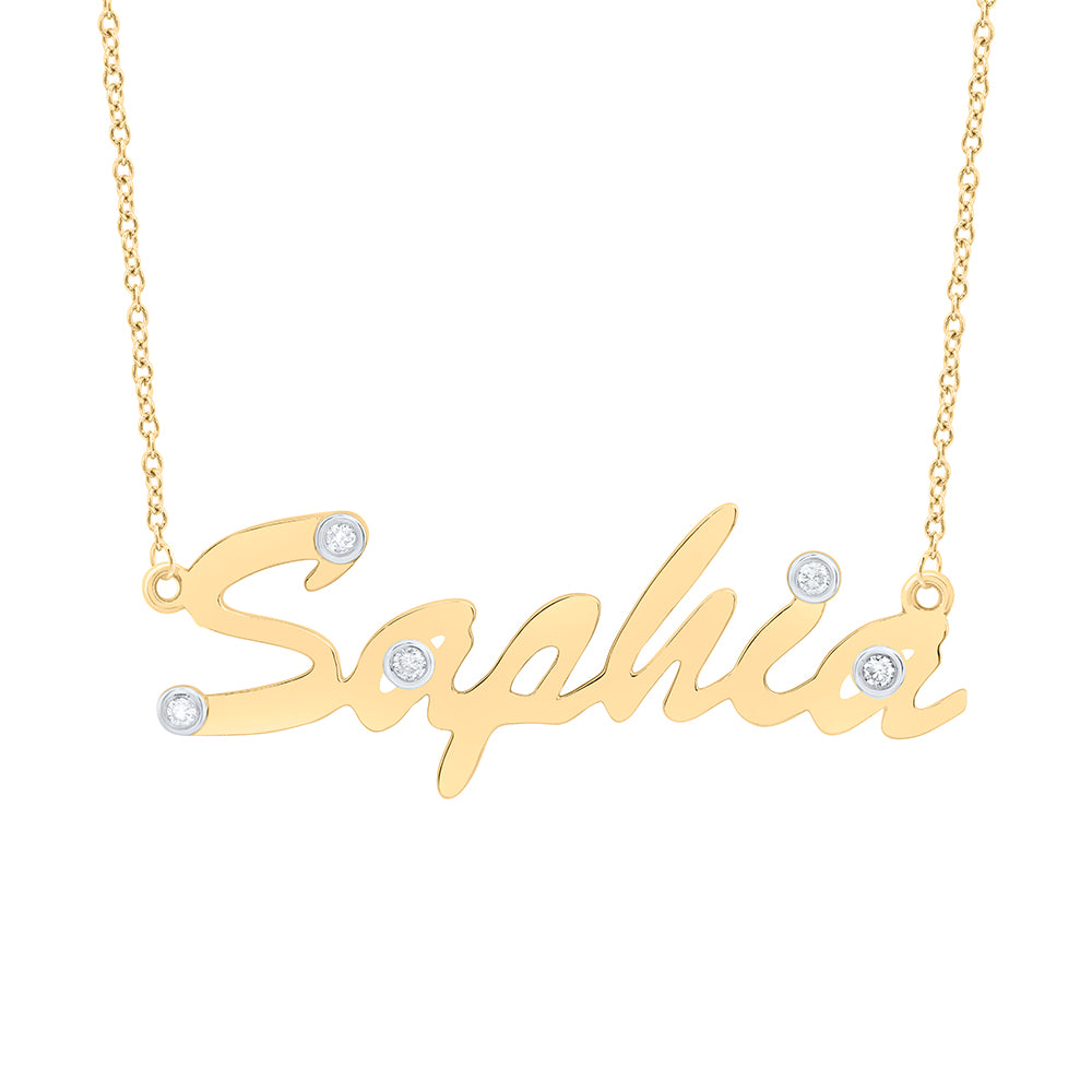 10kt Yellow Gold Natural Diamond Necklace, Length: 18 Inch