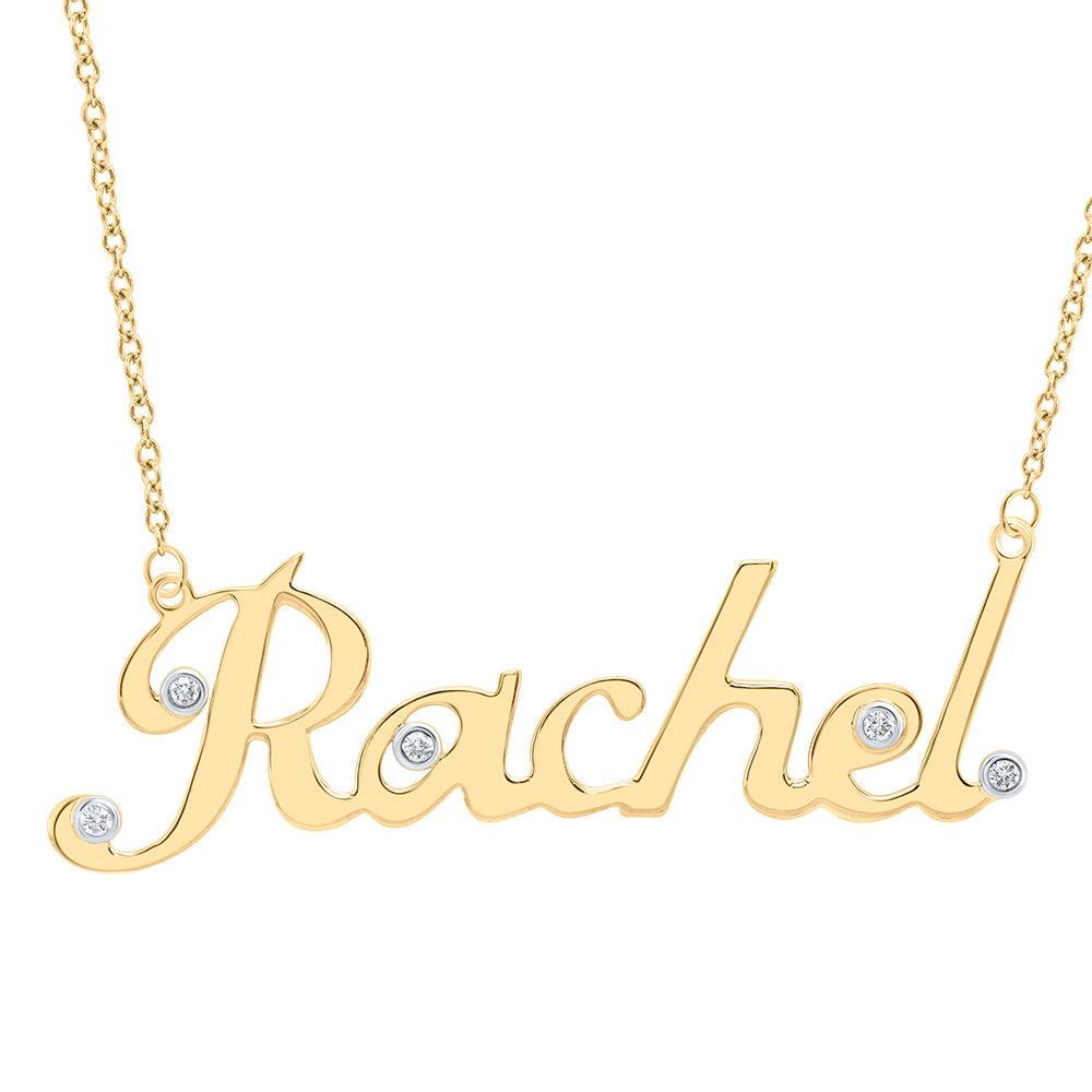 10kt Yellow Gold Natural Diamond Necklace, Length: 18 Inch