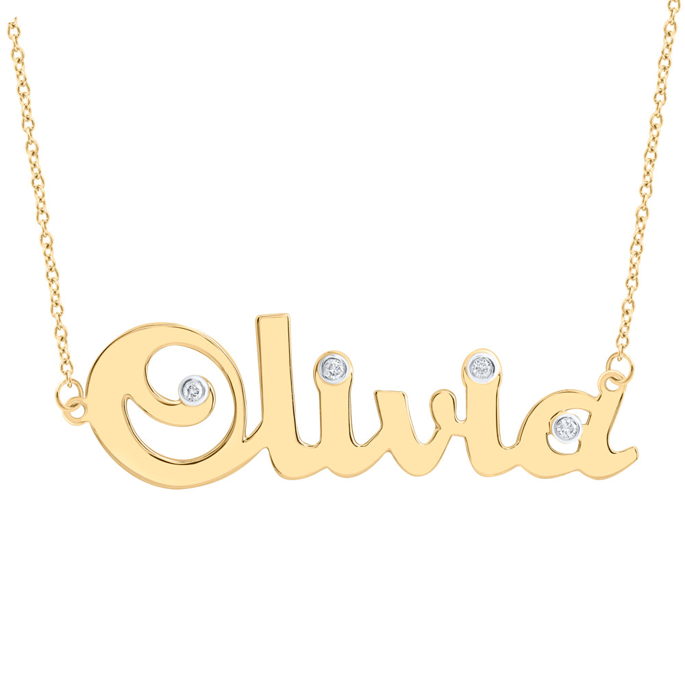 10kt Yellow Gold Natural Diamond Necklace, Length: 18 Inch