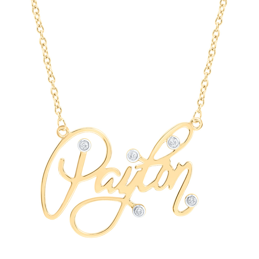 10kt Yellow Gold Natural Diamond Necklace, Length: 18 Inch