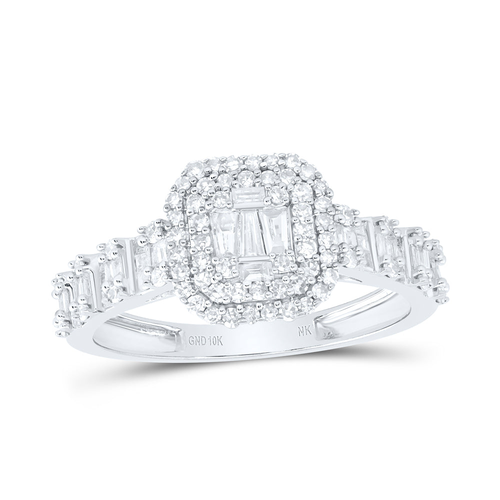 10kt White Gold 5/8 Cttw Natural Diamond Fashion Octagon Ladies Wedding Engagement Anniversary Ring, Women Size: 5-9