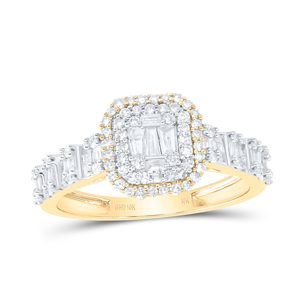 10kt Yellow Gold 5/8 Cttw Natural Diamond Fashion Octagon Ladies Wedding Engagement Anniversary Ring, Women Size: 5-9