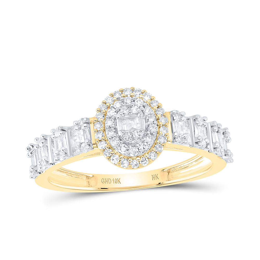 10kt Yellow Gold 1/2 Cttw Natural Diamond Fashion Oval Ladies Wedding Engagement Anniversary Ring, Women Size: 5-9