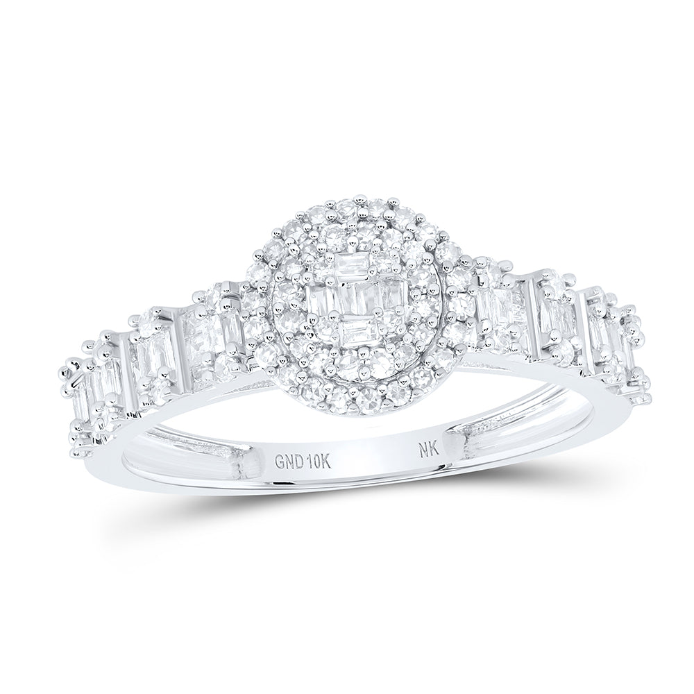 10kt White Gold 1/2 Cttw Natural Diamond Fashion Round Ladies Wedding Engagement Anniversary Ring, Women Size: 5-9