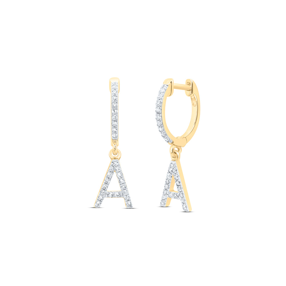 10kt Yellow Or White Gold Natural Diamond Initial Dangling Earring