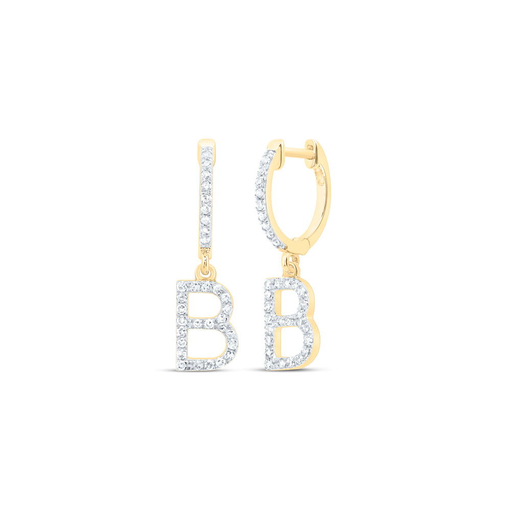 10kt Yellow Or White Gold Natural Diamond Initial Dangling Earring