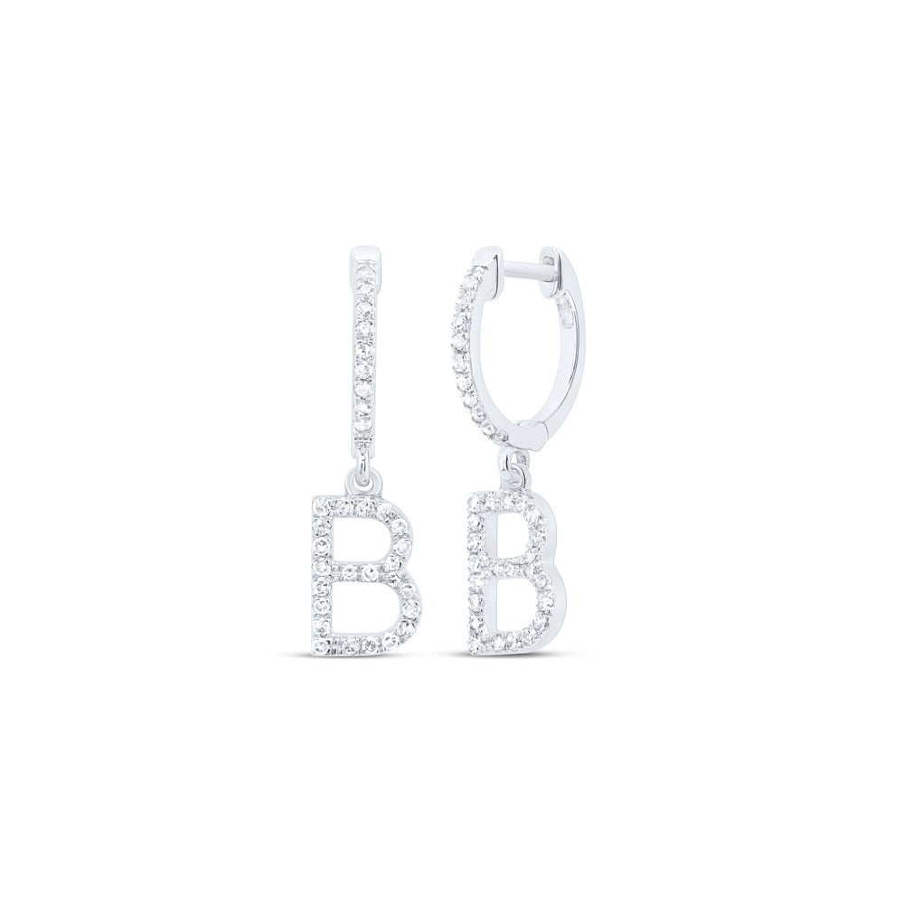 10kt Yellow Or White Gold Natural Diamond Initial Dangling Earring