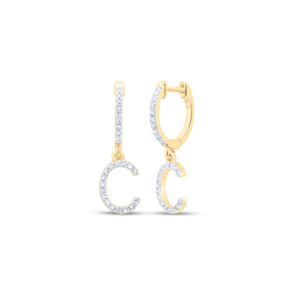 10kt Yellow Or White Gold Natural Diamond Initial Dangling Earring