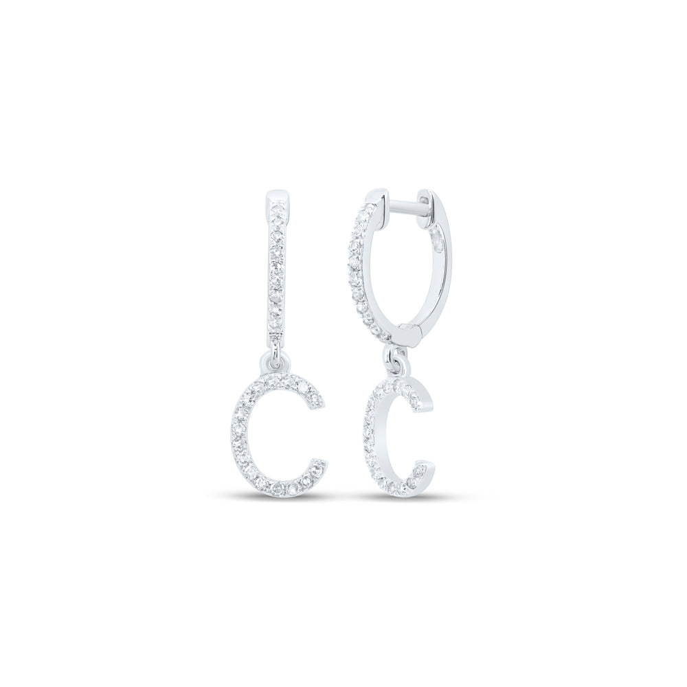 10kt Yellow Or White Gold Natural Diamond Initial Dangling Earring