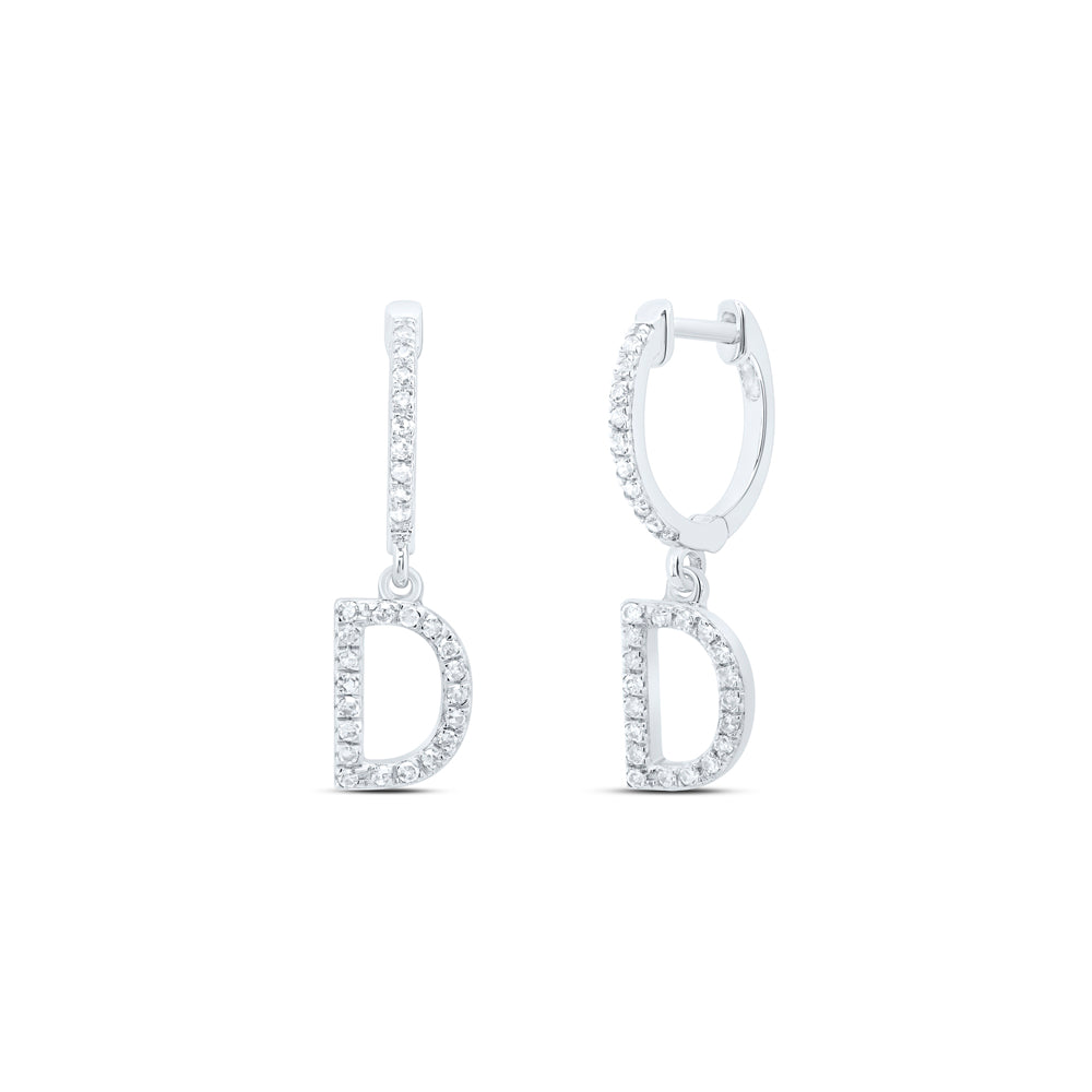 10kt Yellow Or White Gold Natural Diamond Initial Dangling Earring