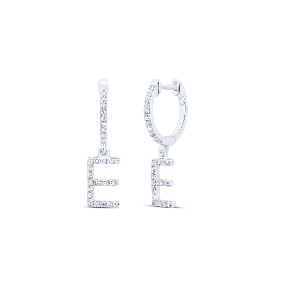 10kt Yellow Or White Gold Natural Diamond Initial Dangling Earring