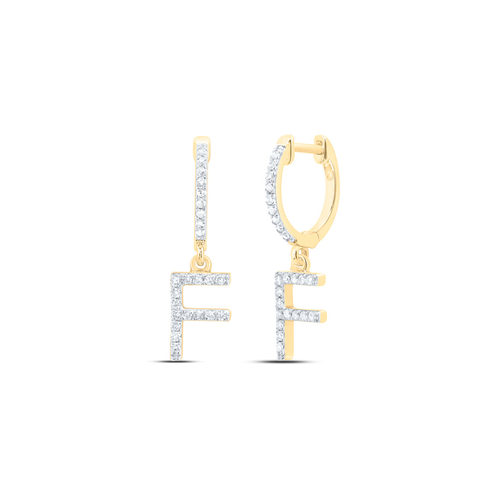 10kt Yellow Or White Gold Natural Diamond Initial Dangling Earring