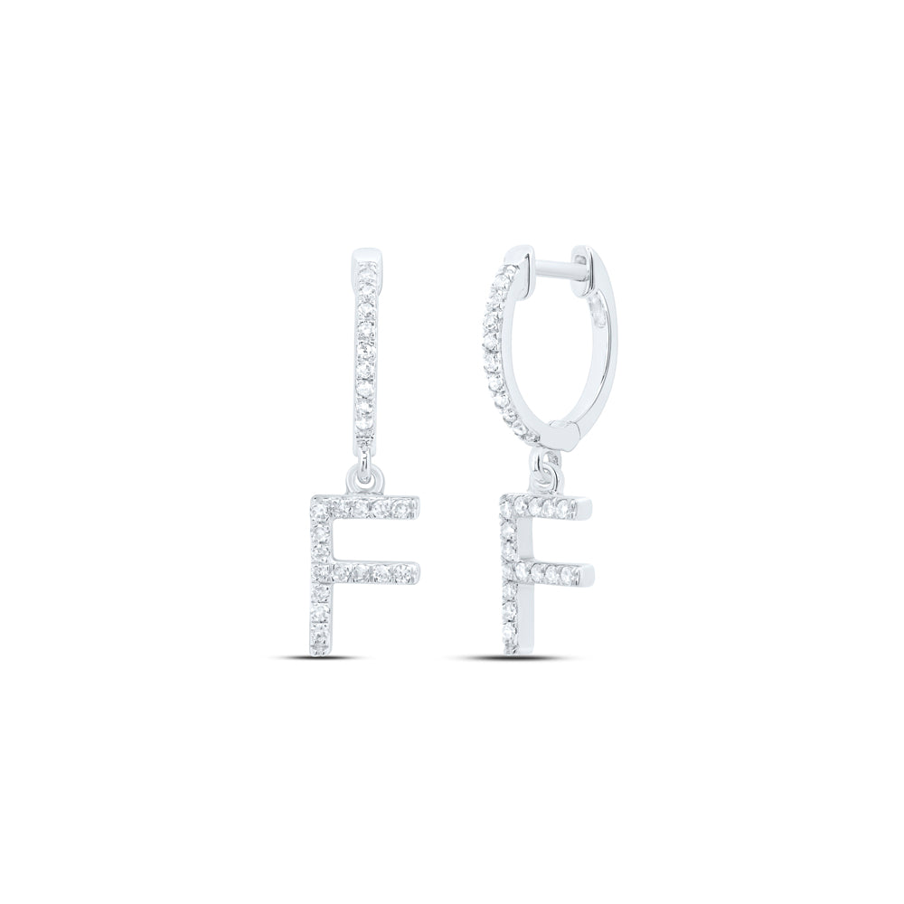 10kt Yellow Or White Gold Natural Diamond Initial Dangling Earring