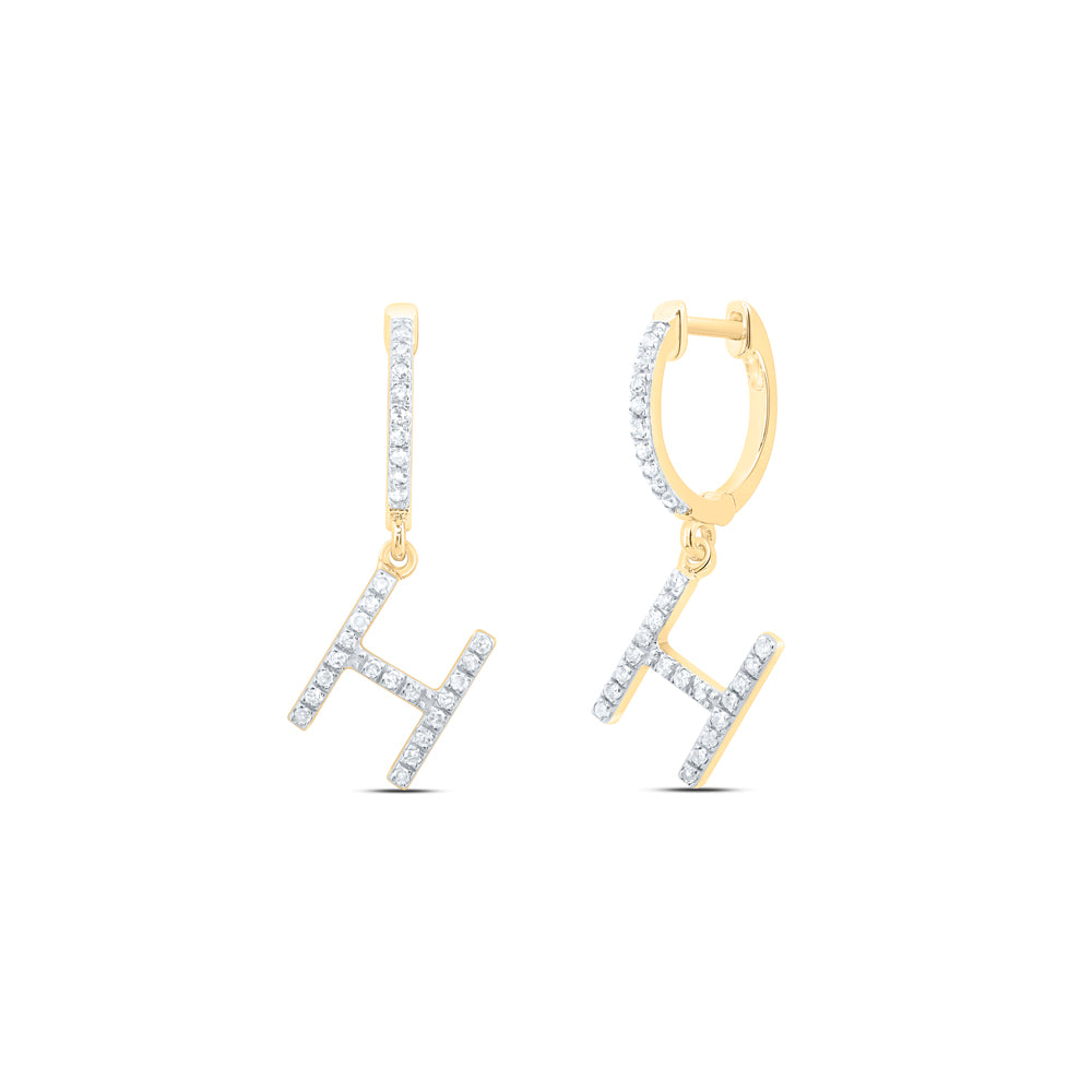10kt Yellow Or White Gold Natural Diamond Initial Dangling Earring