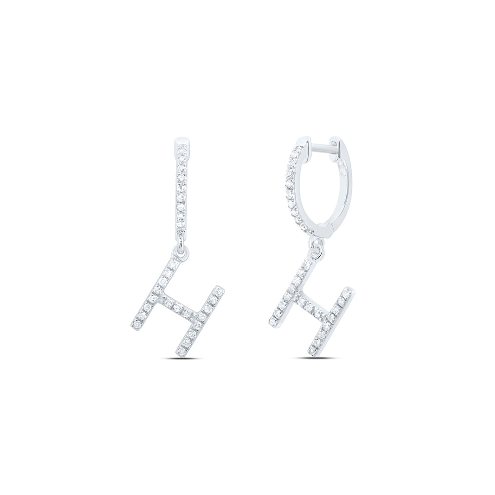 10kt Yellow Or White Gold Natural Diamond Initial Dangling Earring