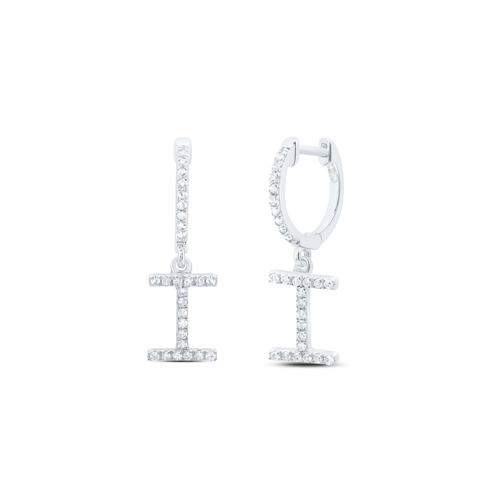 10kt Yellow Or White Gold Natural Diamond Initial Dangling Earring