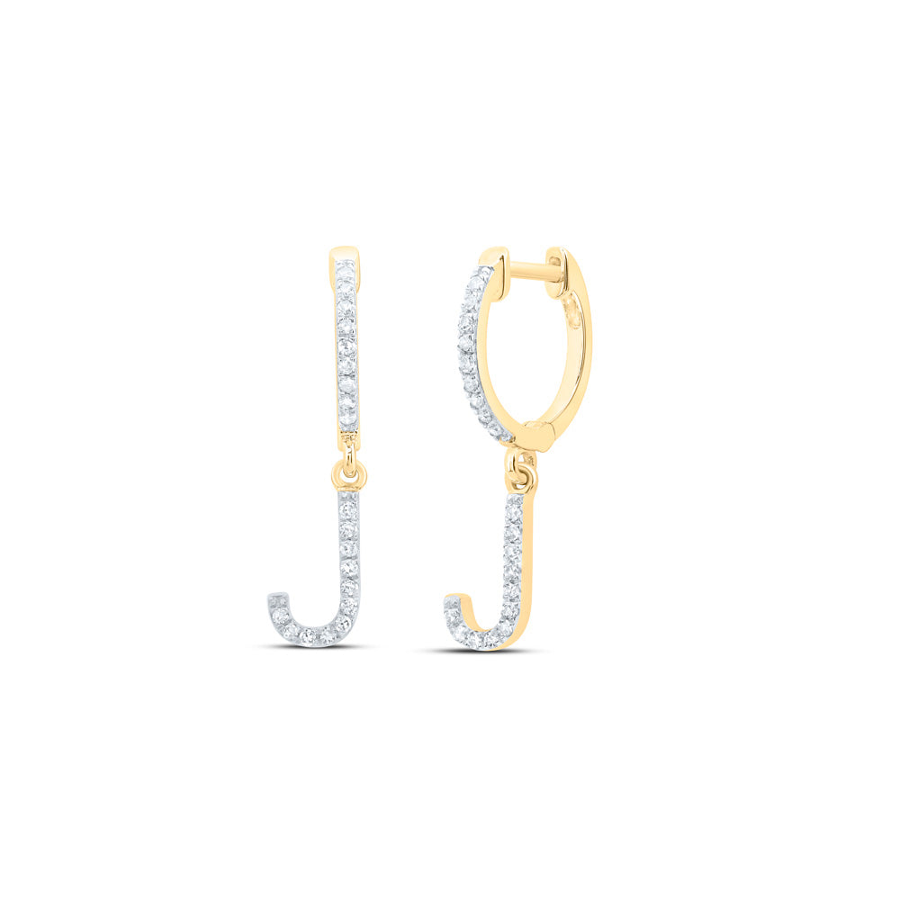10kt Yellow Or White Gold Natural Diamond Initial Dangling Earring