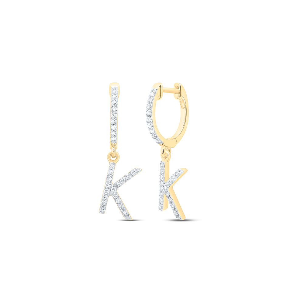 10kt Yellow Or White Gold Natural Diamond Initial Dangling Earring