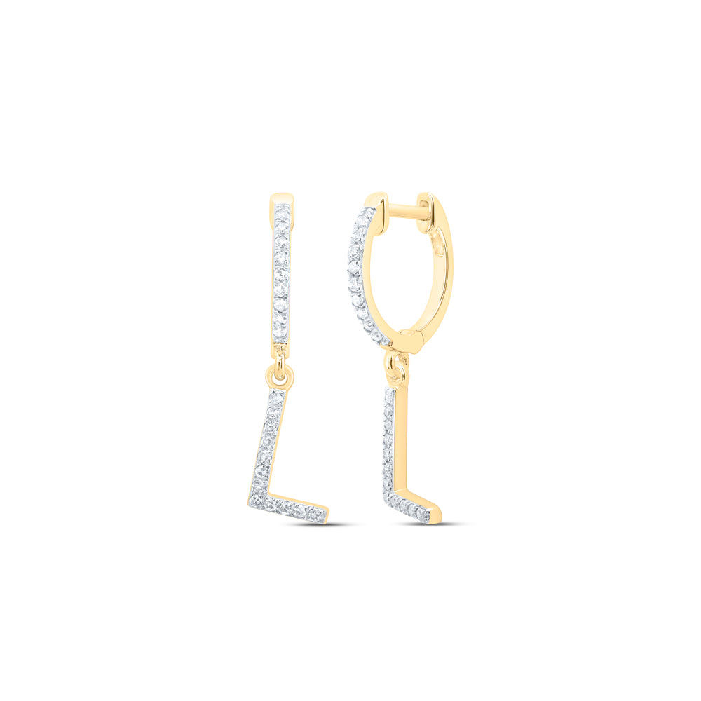 10K Yellow Gold Natural Diamond Nk Gift Initial Dangling Earring