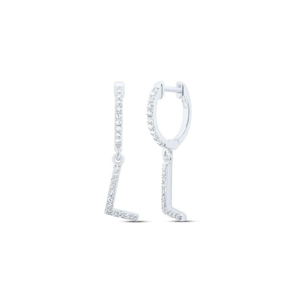10kt Yellow Or White Gold Natural Diamond Initial Dangling Earring