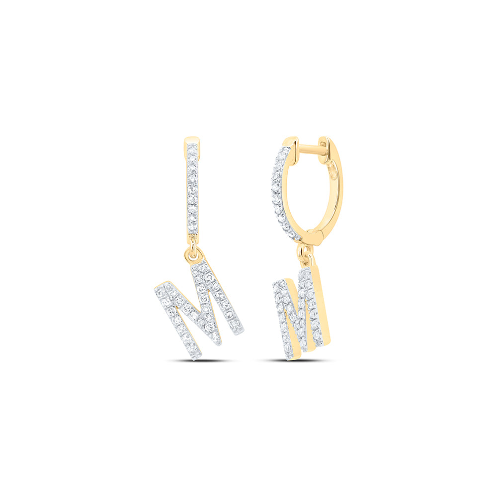 10kt Yellow Or White Gold Natural Diamond Initial Dangling Earring