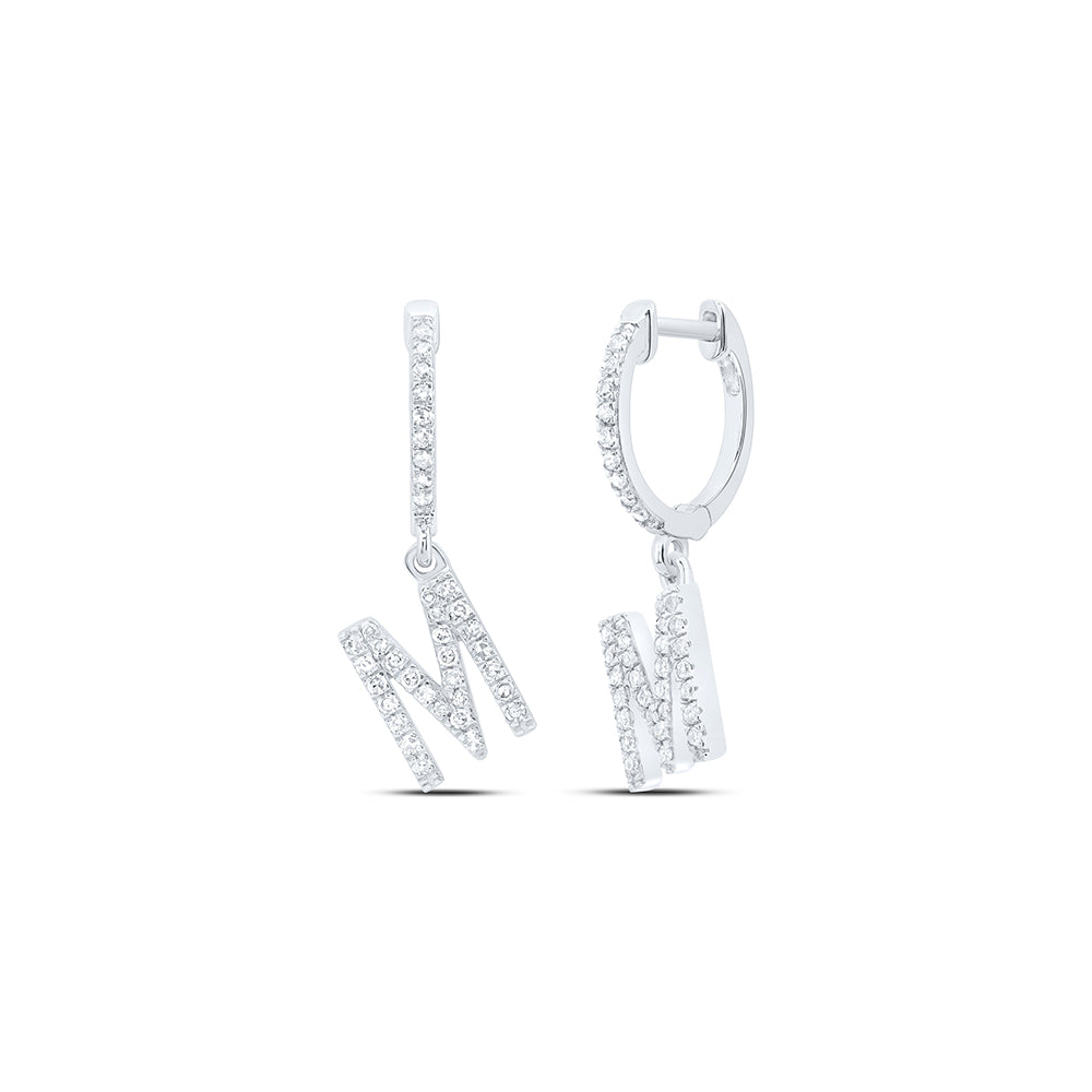 10kt Yellow Or White Gold Natural Diamond Initial Dangling Earring
