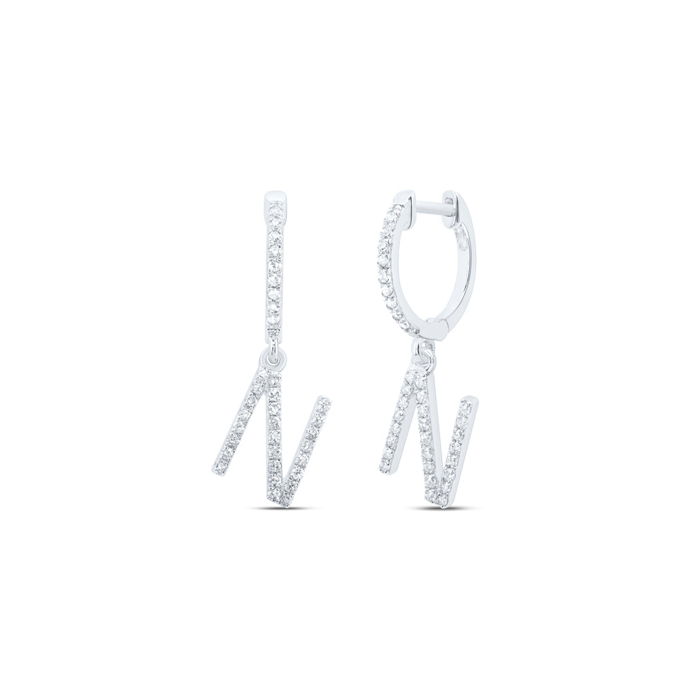 10kt Yellow Or White Gold Natural Diamond Initial Dangling Earring