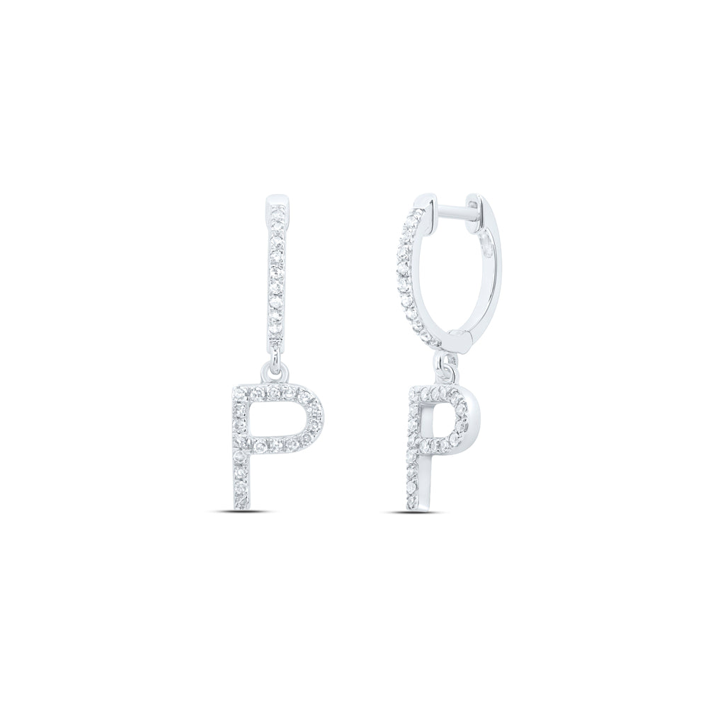 10kt Yellow Or White Gold Natural Diamond Initial Dangling Earring