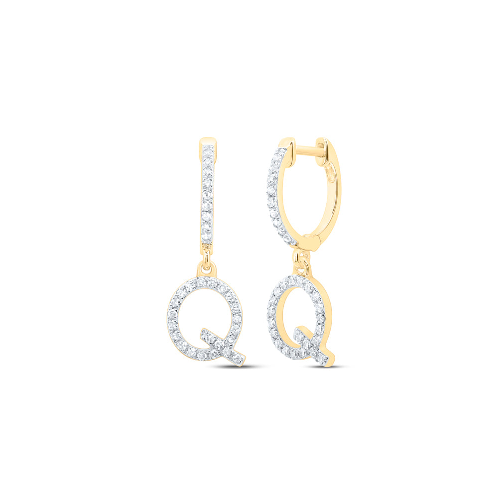 10kt Yellow Or White Gold Natural Diamond Initial Dangling Earring
