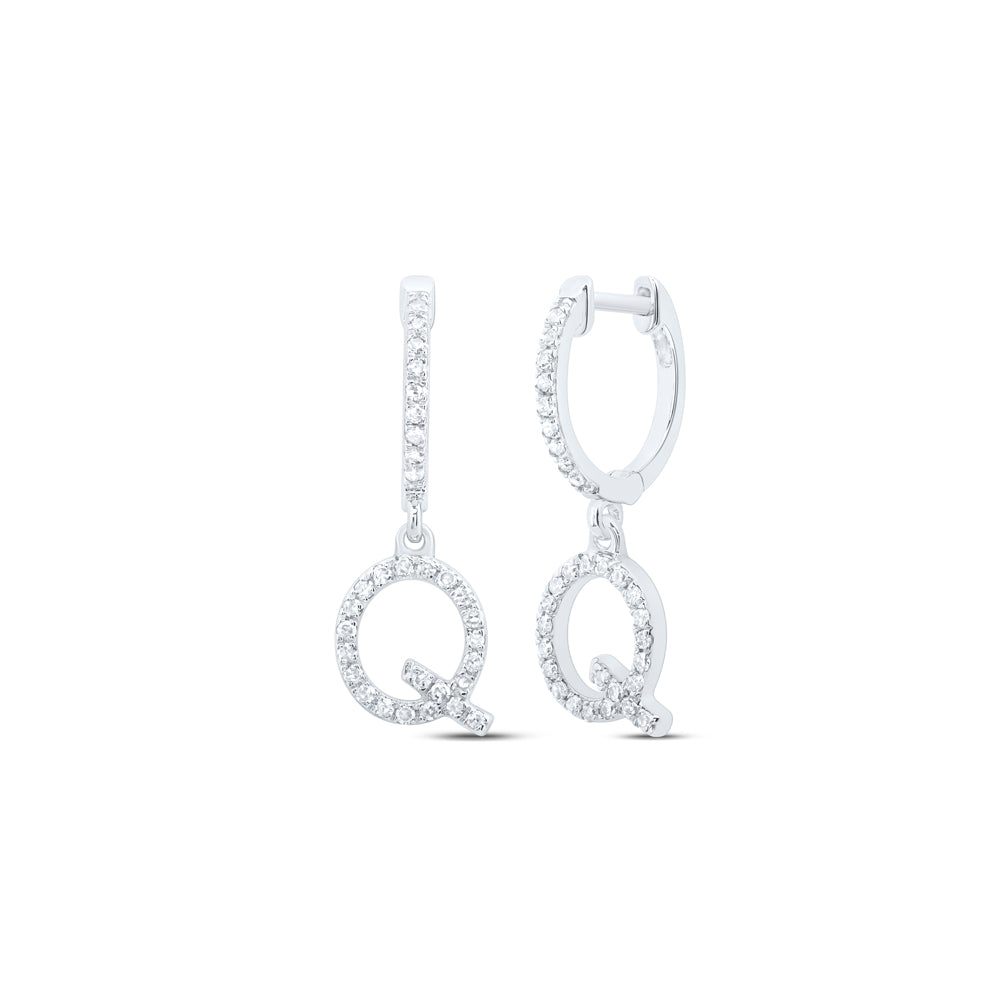 10kt Yellow Or White Gold Natural Diamond Initial Dangling Earring