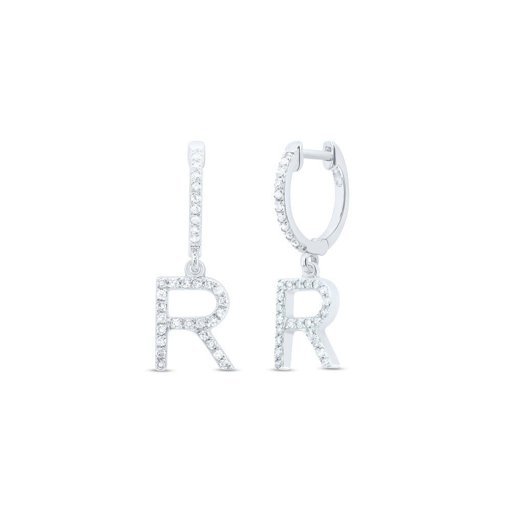 10kt Yellow Or White Gold Natural Diamond Initial Dangling Earring