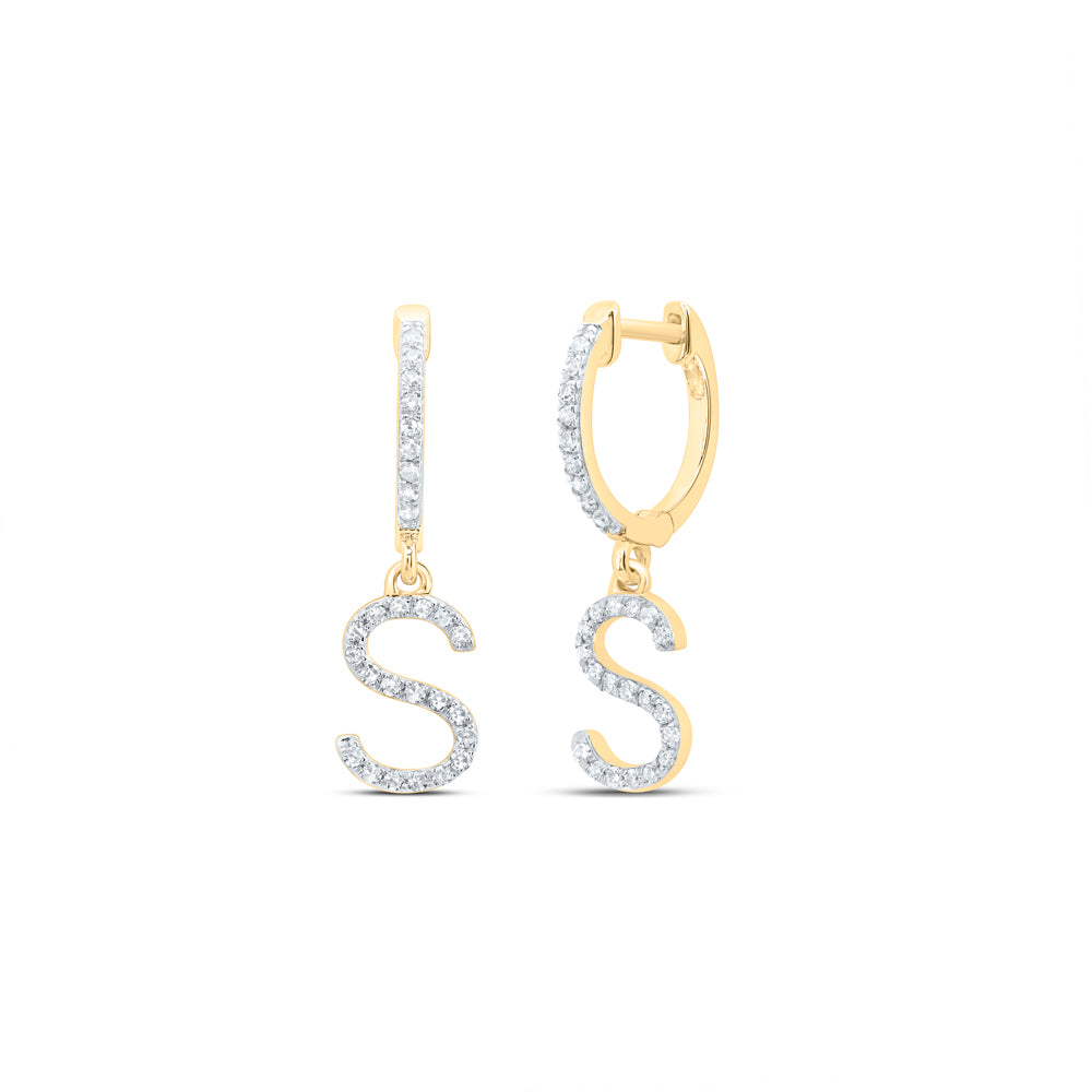 10kt Yellow Or White Gold Natural Diamond Initial Dangling Earring