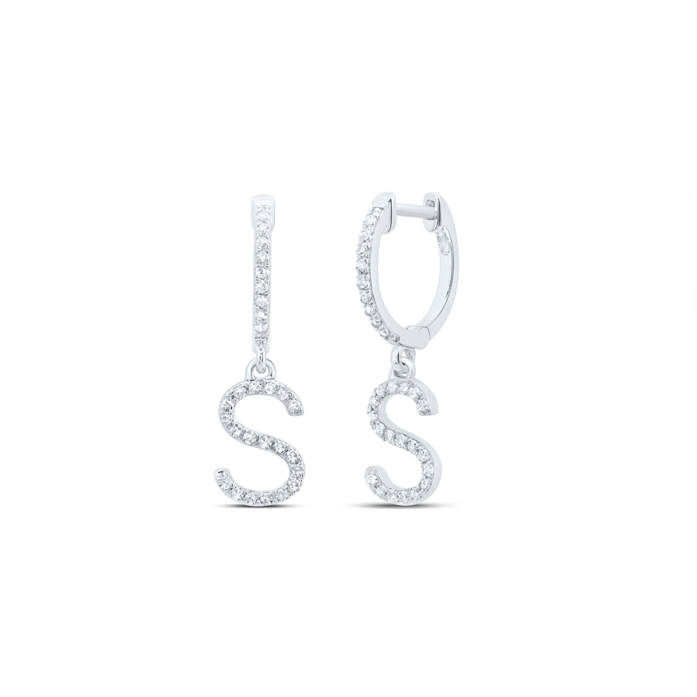 10kt Yellow Or White Gold Natural Diamond Initial Dangling Earring