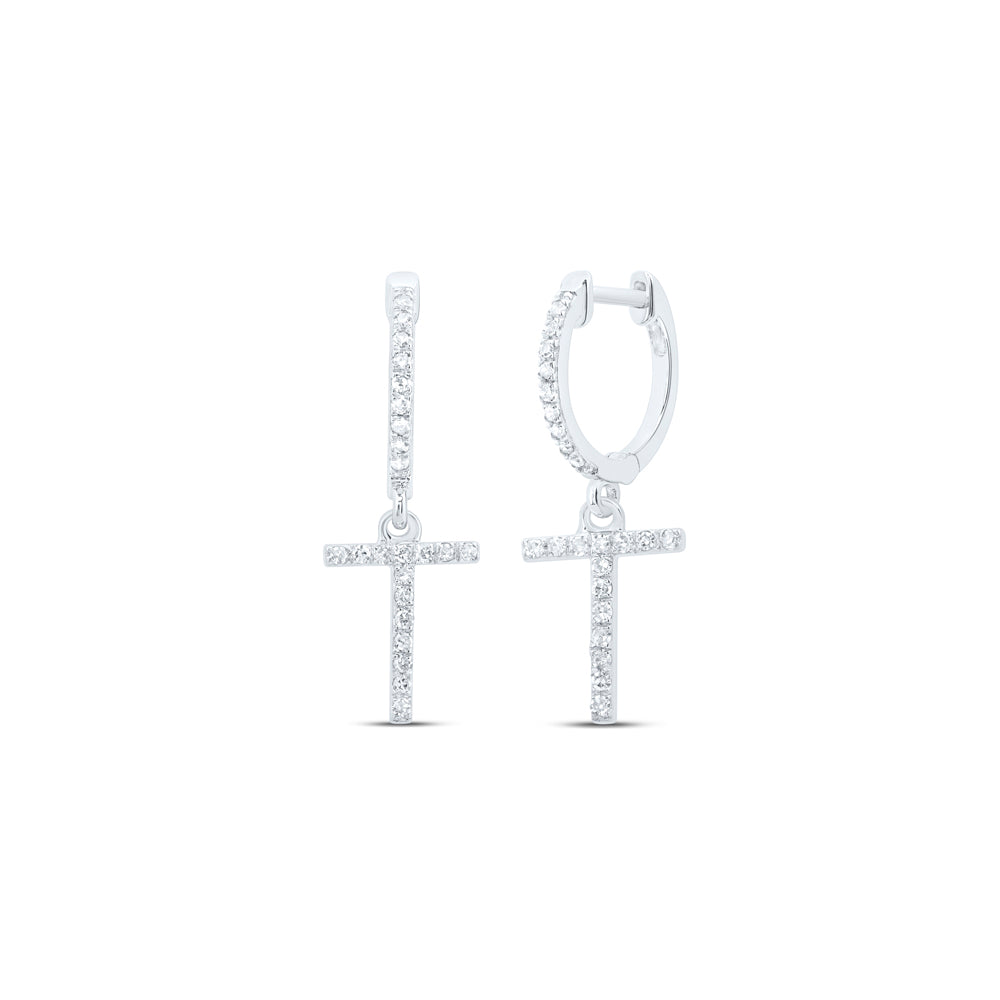 10kt Yellow Or White Gold Natural Diamond Initial Dangling Earring