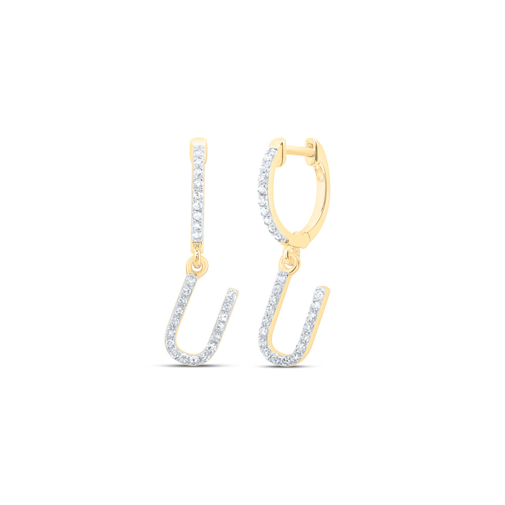 10kt Yellow Or White Gold Natural Diamond Initial Dangling Earring