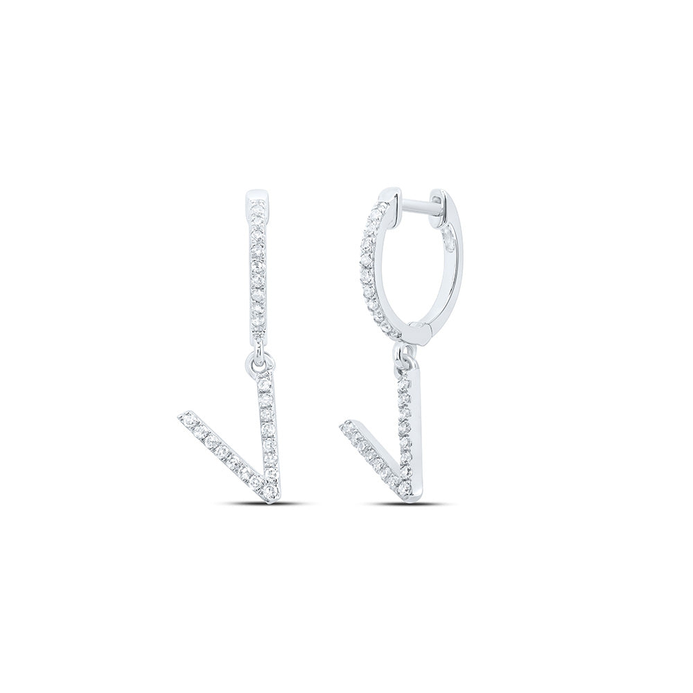 10kt Yellow Or White Gold Natural Diamond Initial Dangling Earring