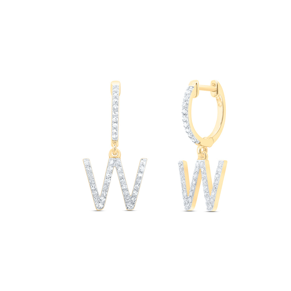 10kt Yellow Or White Gold Natural Diamond Initial Dangling Earring