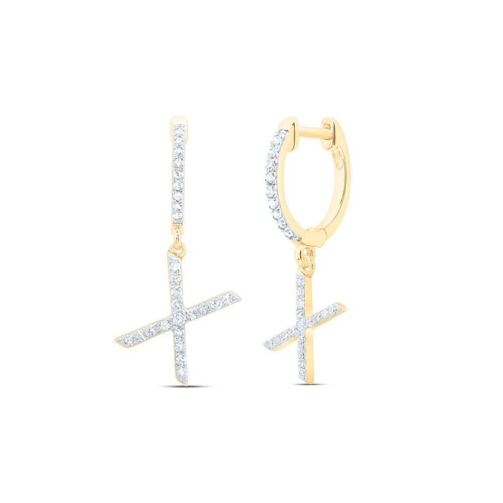 10kt Yellow Or White Gold Natural Diamond Initial Dangling Earring
