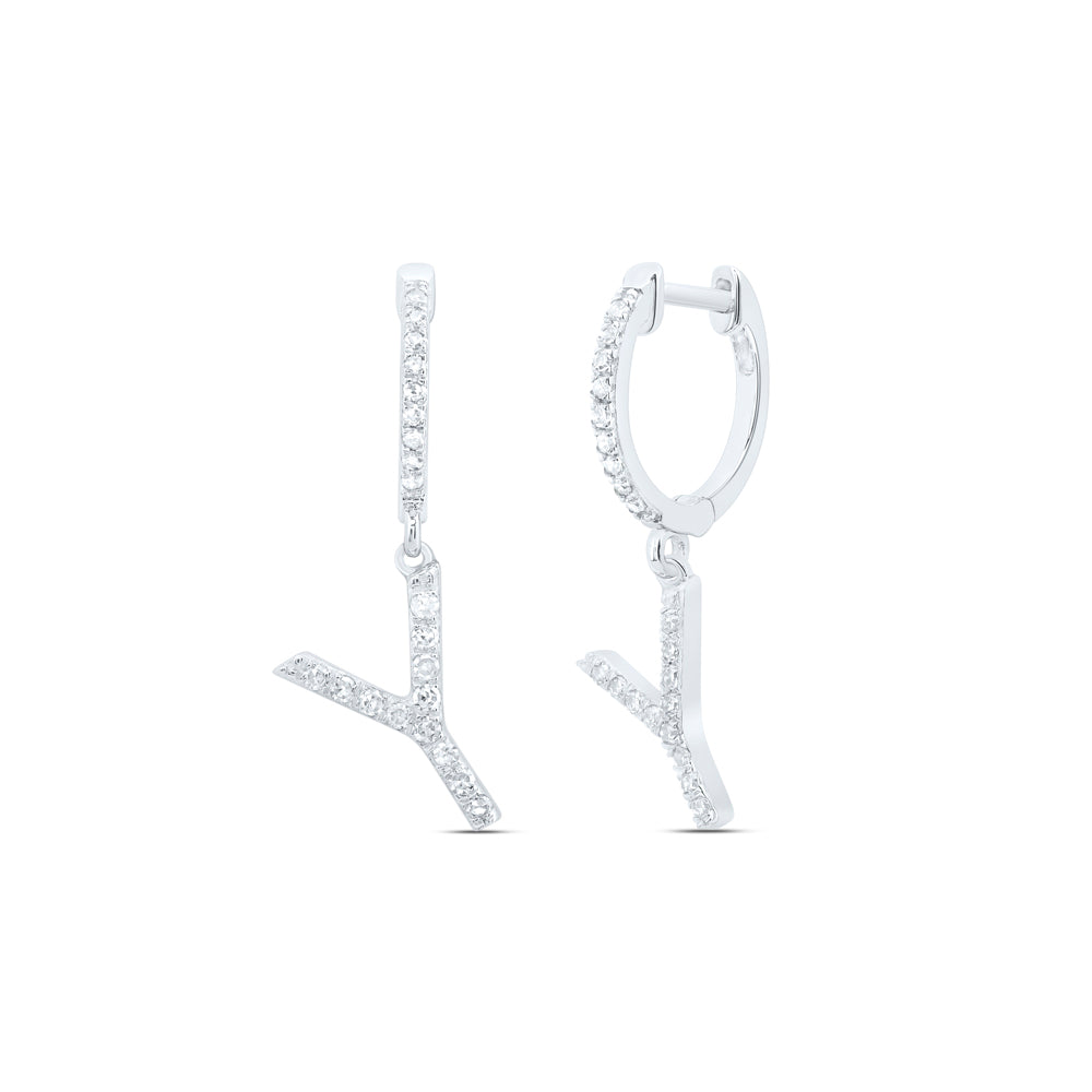 10kt Yellow Or White Gold Natural Diamond Initial Dangling Earring