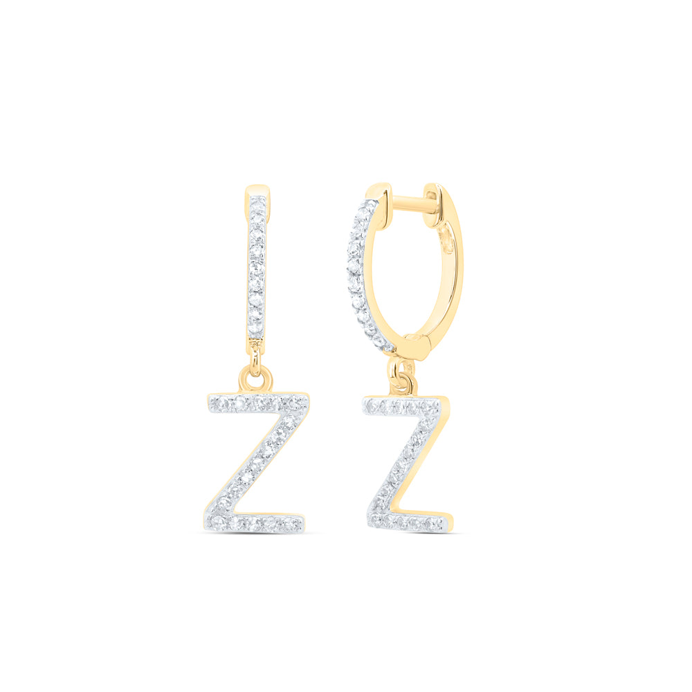 10kt Yellow Or White Gold Natural Diamond Initial Dangling Earring