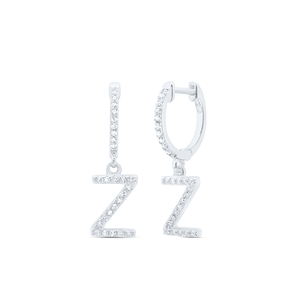 10kt Yellow Or White Gold Natural Diamond Initial Dangling Earring