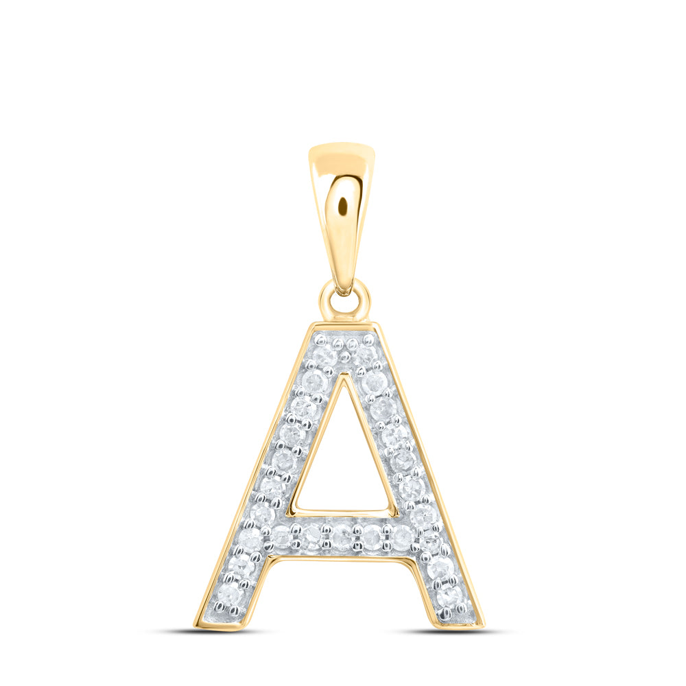 10kt Yellow Or White Gold Natural Diamond Initial Pendant