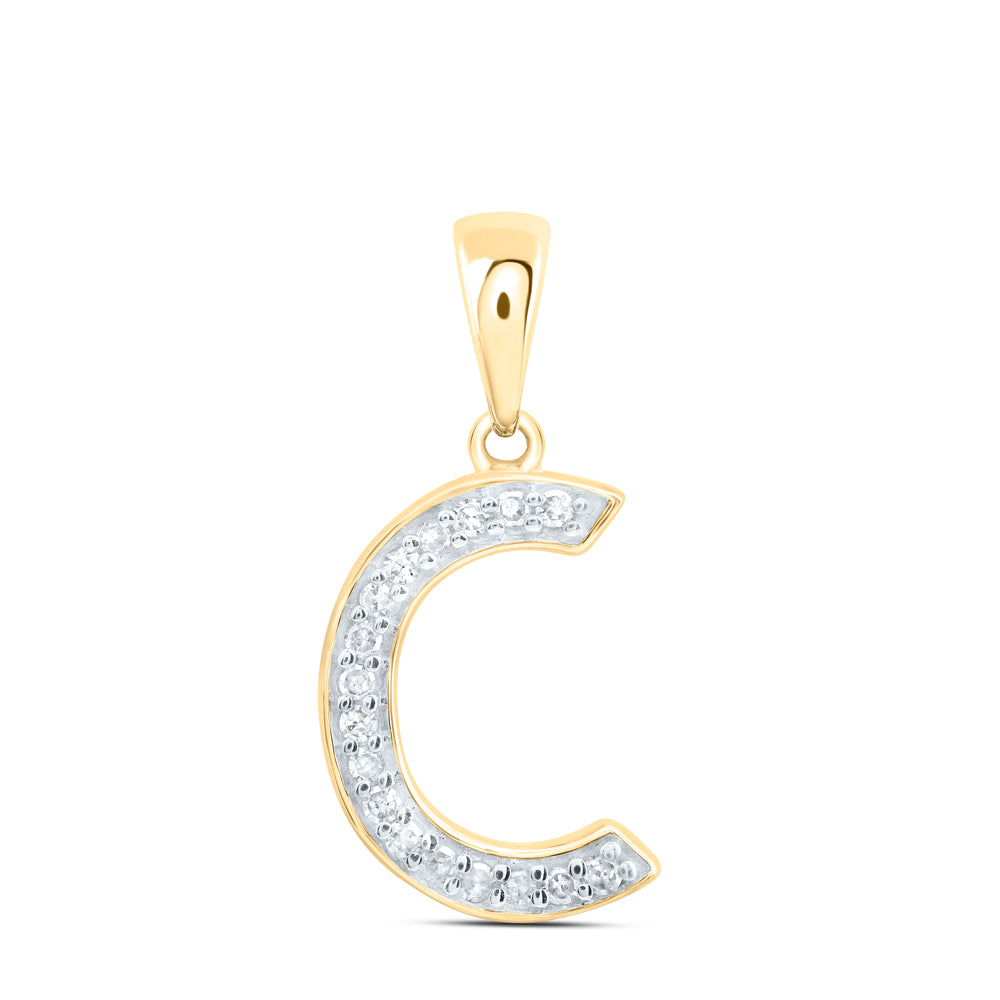 10kt Yellow Or White Gold Natural Diamond Initial Pendant
