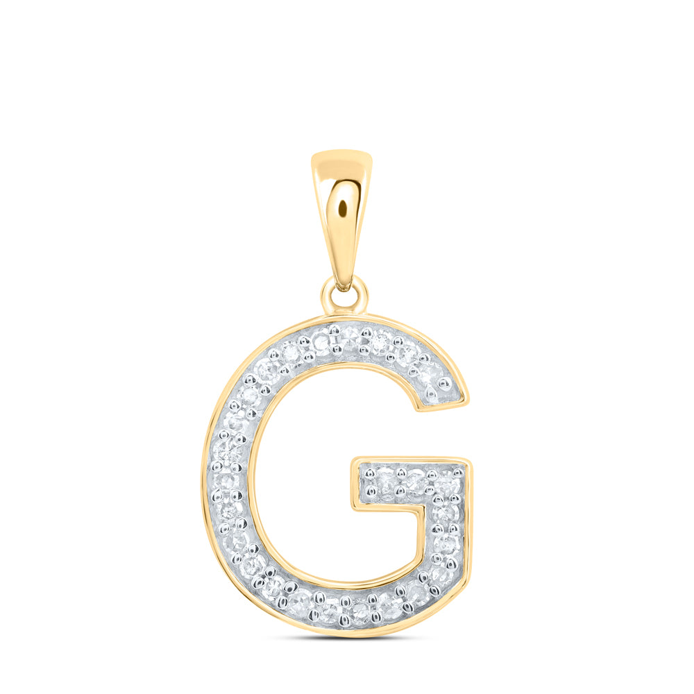 10kt Yellow Or White Gold Natural Diamond Initial Pendant