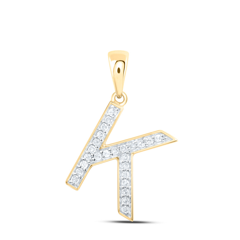 10kt Yellow Or White Gold Natural Diamond Initial Pendant